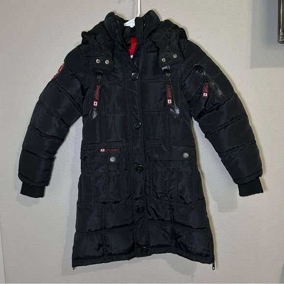 Canada Weather Gear black long parka puffer jacket girl’s size small 7-8